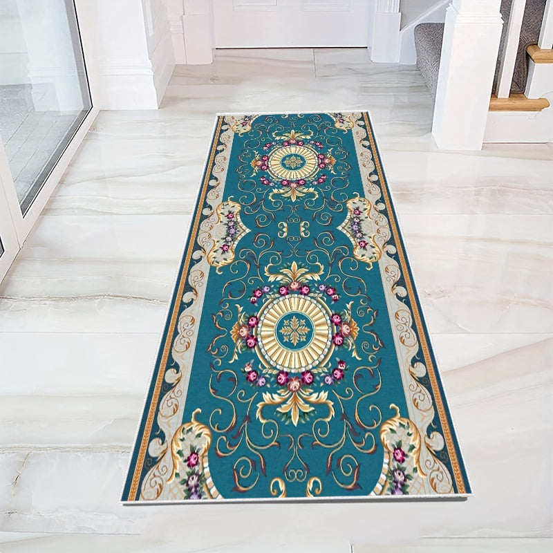 Distressed Boho Runner Rug with Anti Slip TPR Backing