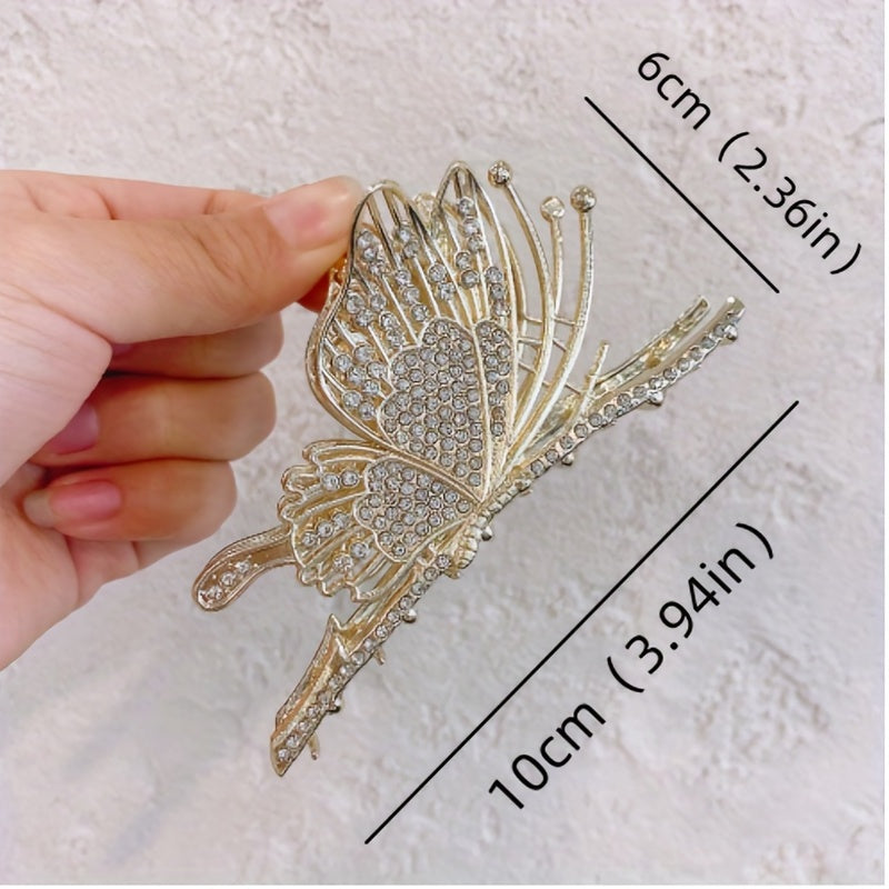 Rhinestone Butterfly Hair Claw Pearl Shark Claw Hair Clip Hair Accessories