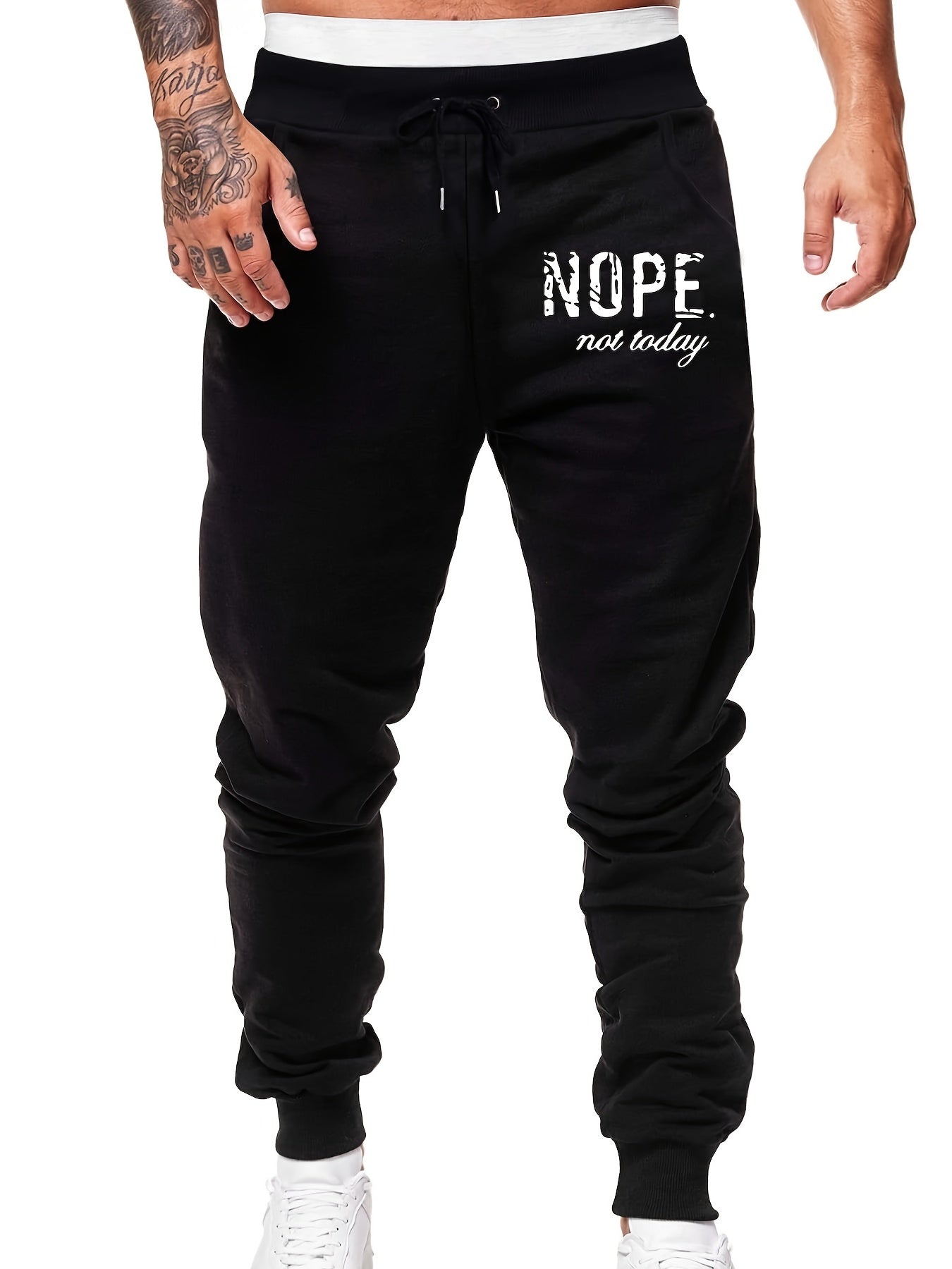 Men's Personality Graphic Print Elastic Waist Pants