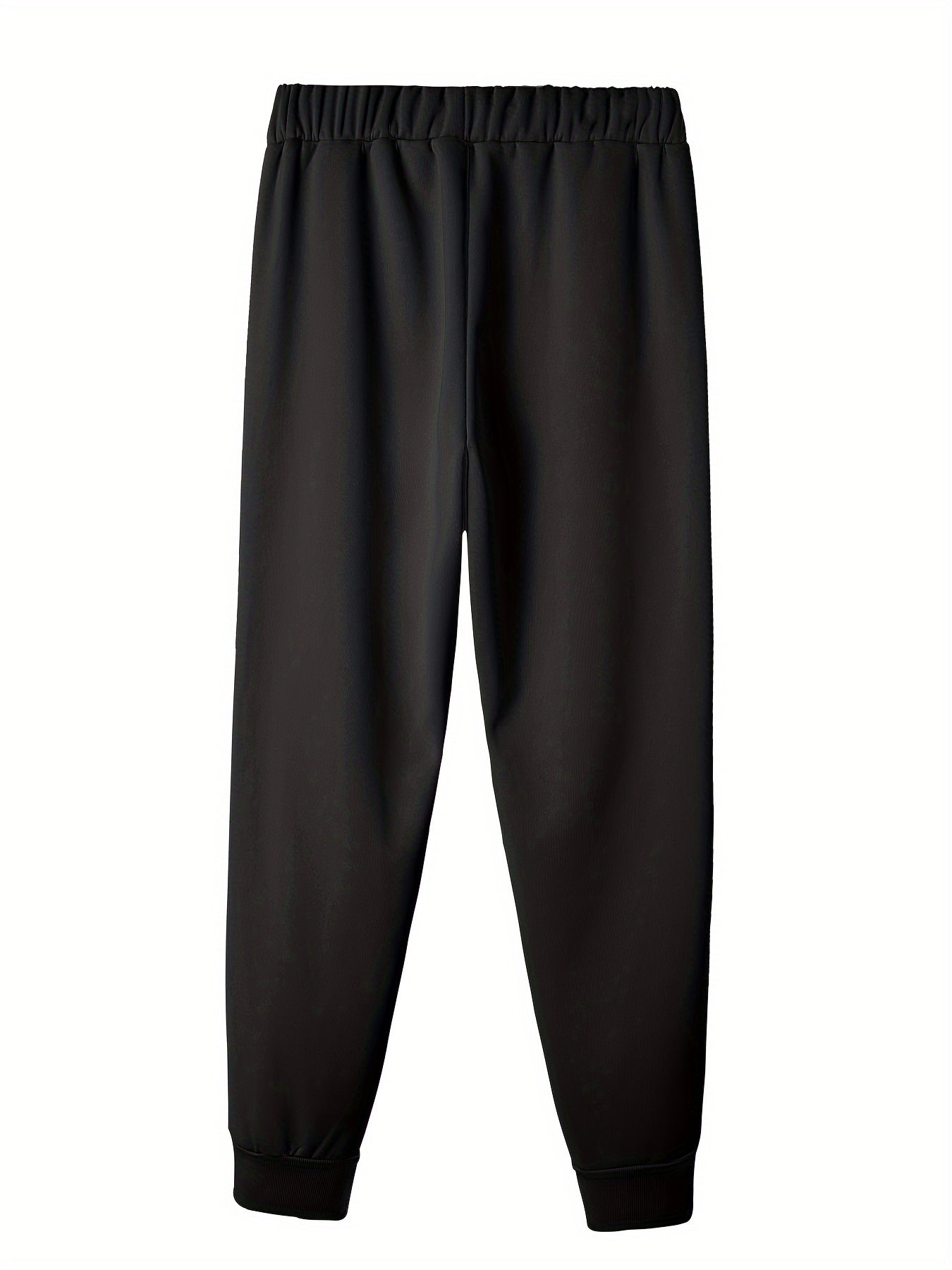  Slogan Print Fleece Liner Drawstring Joggers