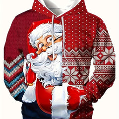 Christmas Santa Claus Print Hoodie Men's Pullover Hooded Sweatshirt
