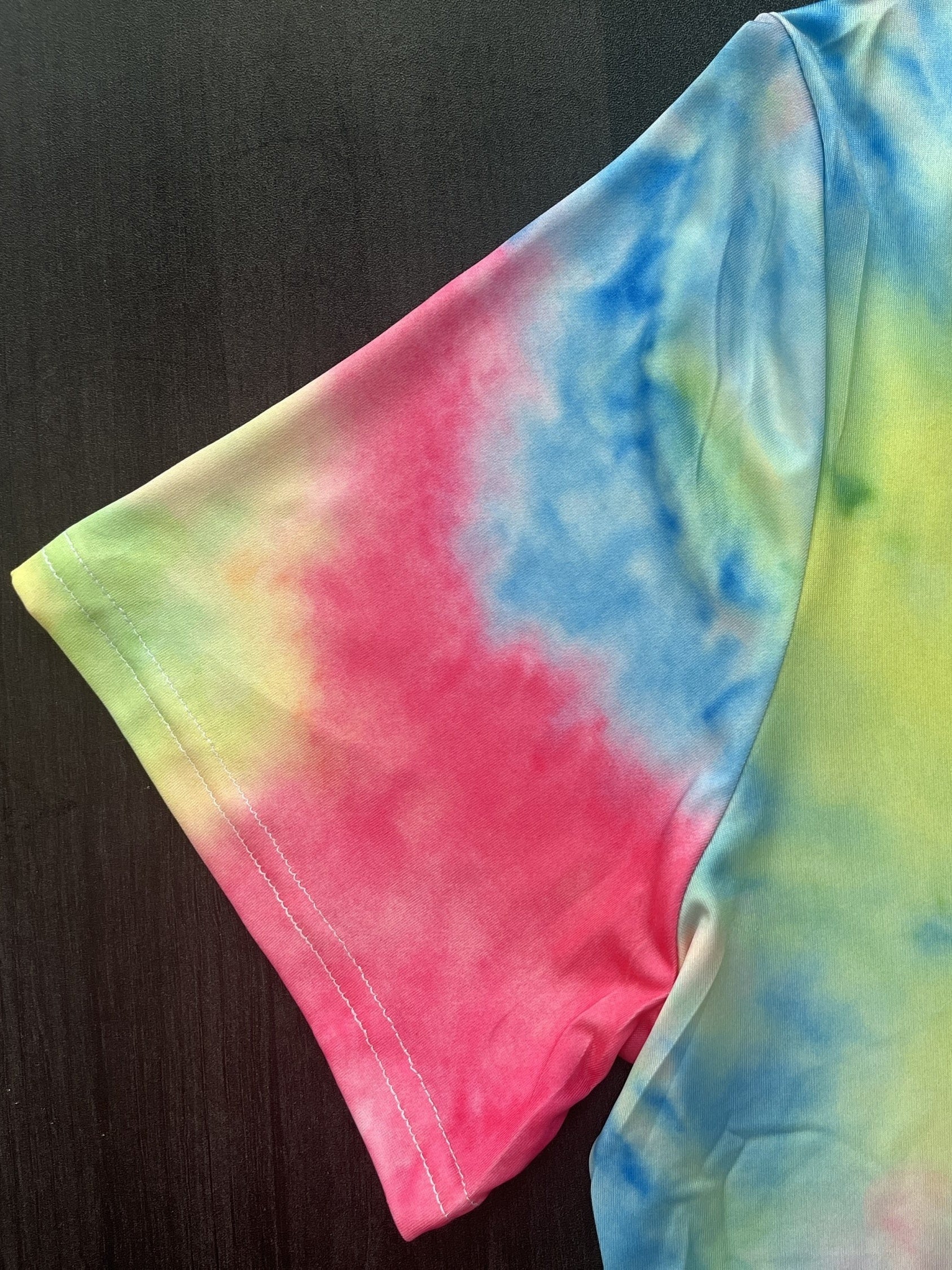 Plus Size Tie Dye Short Sleeve Midi Dress With Pockets