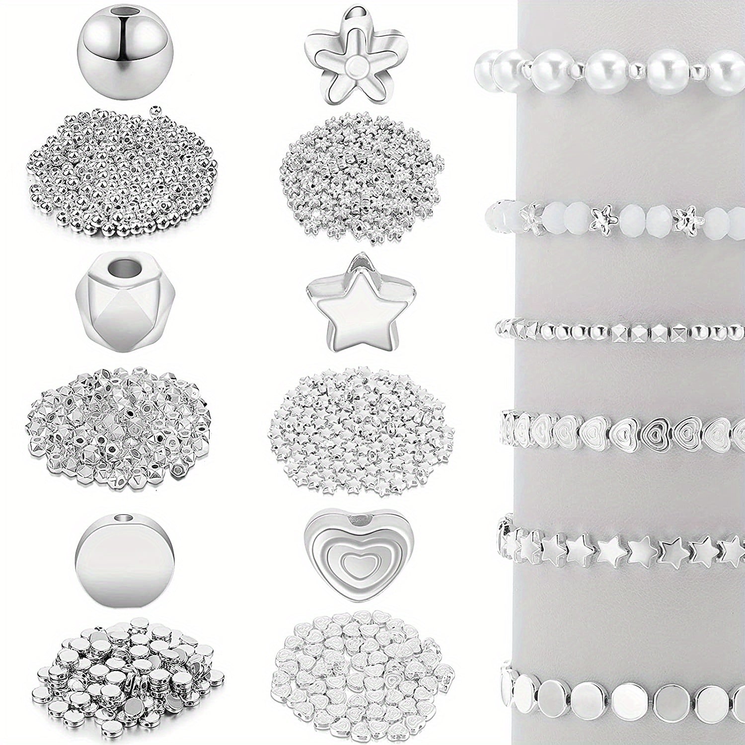 600pcs Mixed Shape Spacer Beads Set for Bracelet Earrings