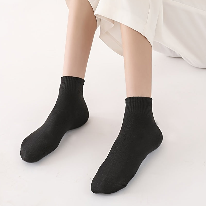 12 Pairs Solid Short Socks Breathable Low Cut Ankle Socks Women's Stockings