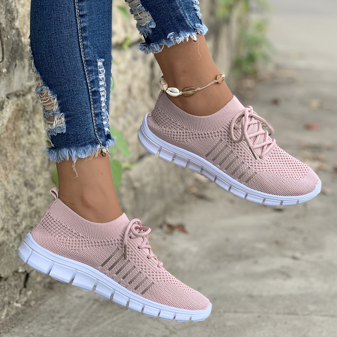 Women's Mesh Lace Up Running Shoes Lightweight Breathable Sneakers