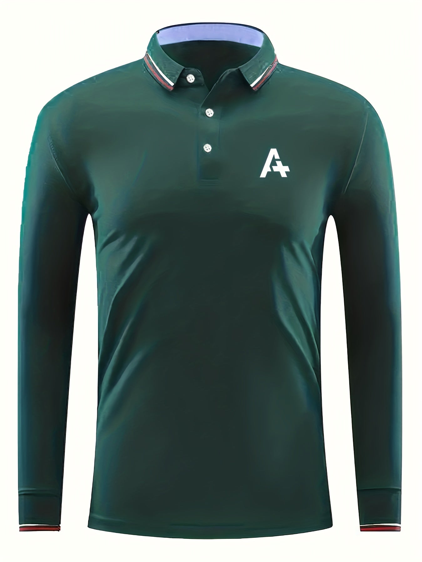 Men's Long Sleeve Polo Shirt - Patterned Casual Fit