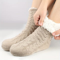 Plush Lined Knitted Socks Women's Stockings