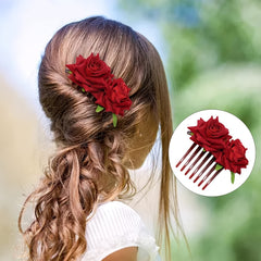 Rose Hair Comb Bridal Boho Invisible Comb Halloween Hair Accessory