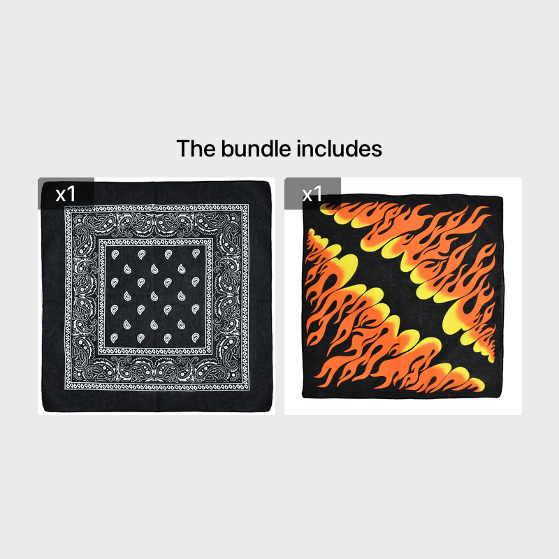 Men's Flame Cotton Printed Square Scarf Bandana