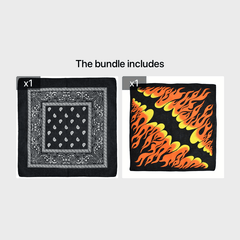Men's Flame Cotton Printed Square Scarf Bandana
