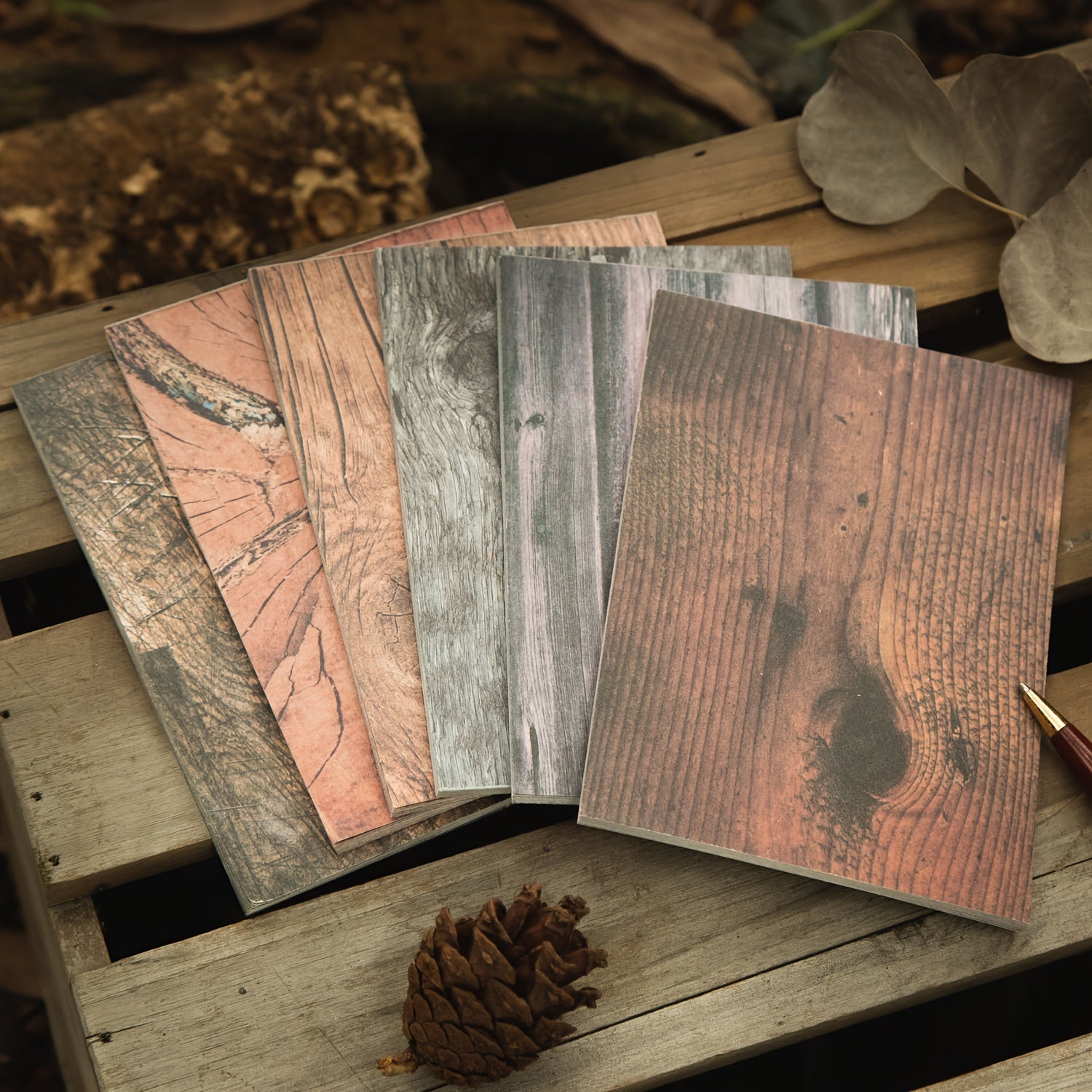 30 Sheets Vintage Scrapbooking Paper Wood Grain Series Retro Deco Paper