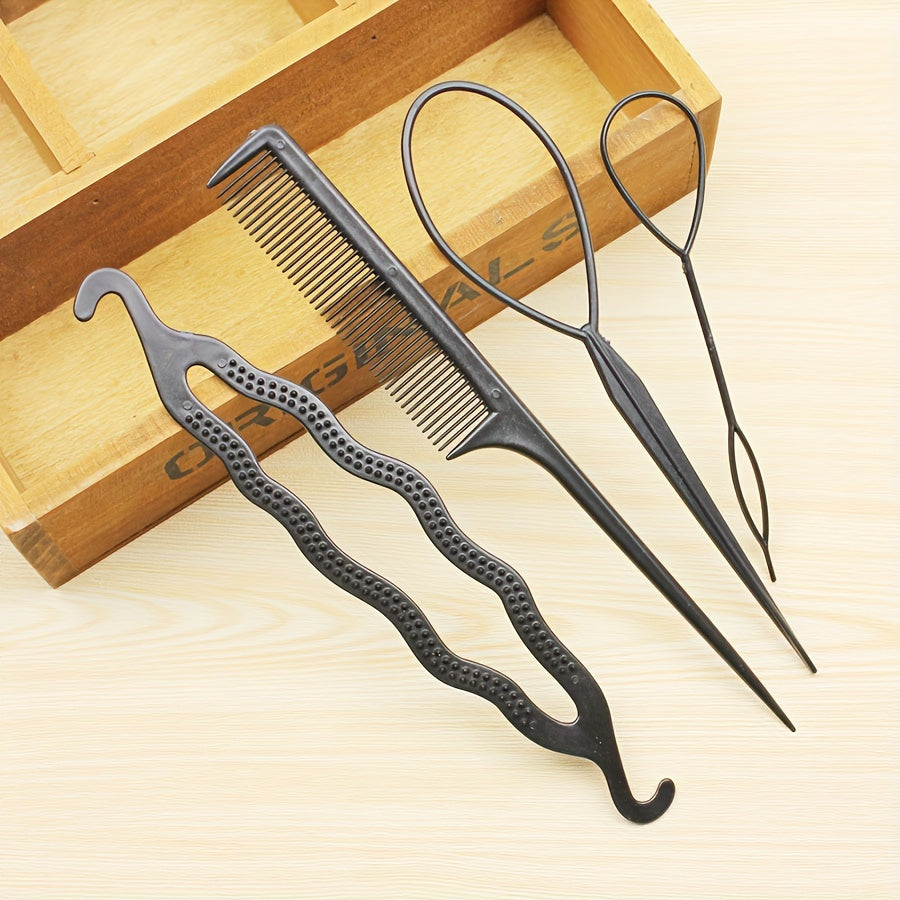 4pcs Hair Bun Maker Styling Tools Twist Hair Clips
