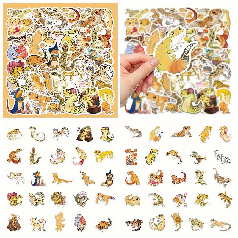 50pcs Colorful Lizard Stickers for Laptop Journal Phone Case Waterproof Stickers