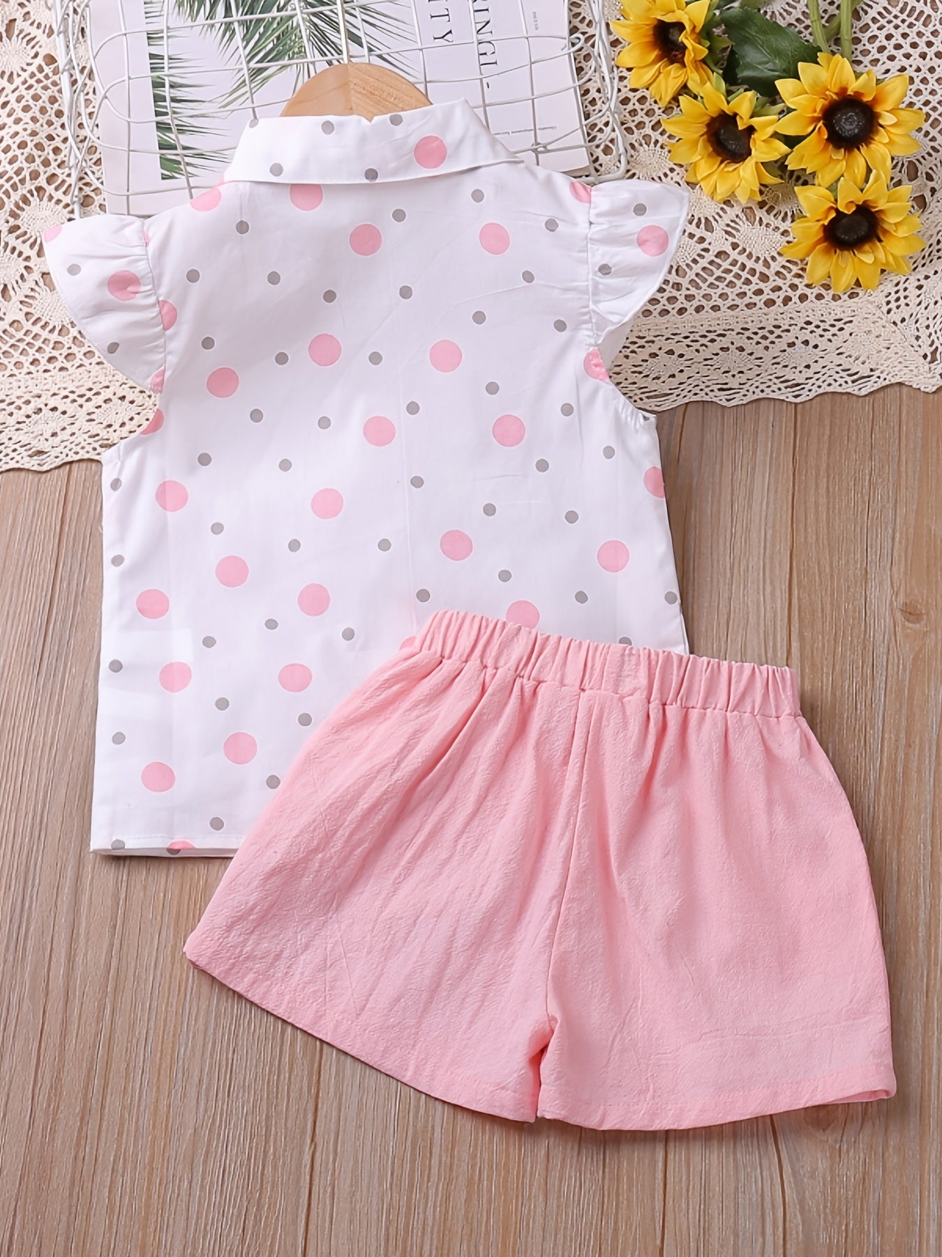 Toddler Girls Polka Dot Blouse & Bow Shorts Set