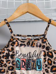 Girls' Leopard Graphic Cami Romper Jumpsuit