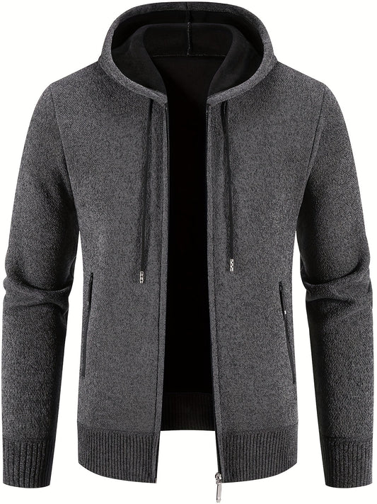 Men's Warm Fleece Hooded Jacket Solid Sport Sweatshirt Zip Up