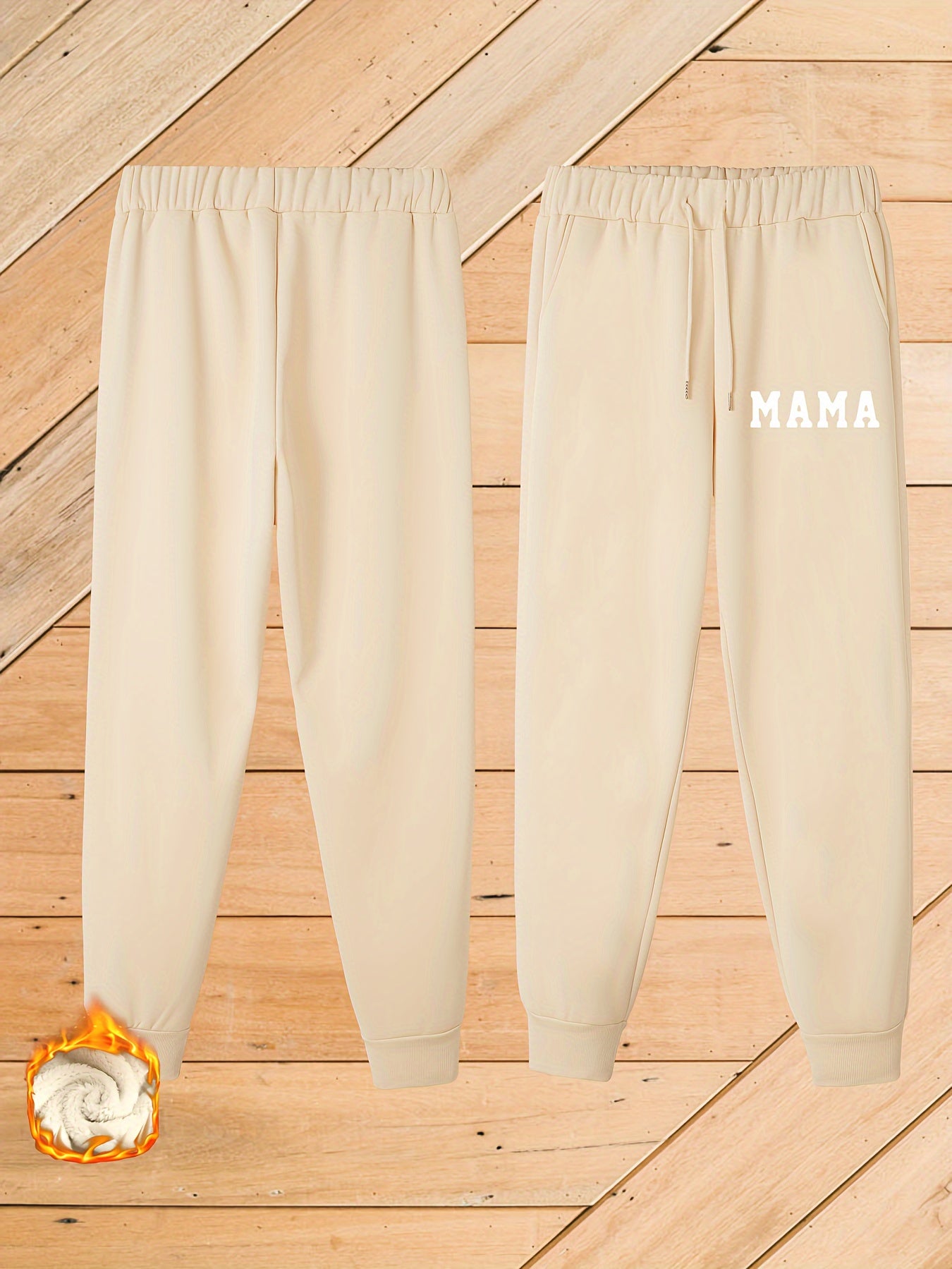 Women's Plus Size Casual Pants with Fleece Liner and Drawstring