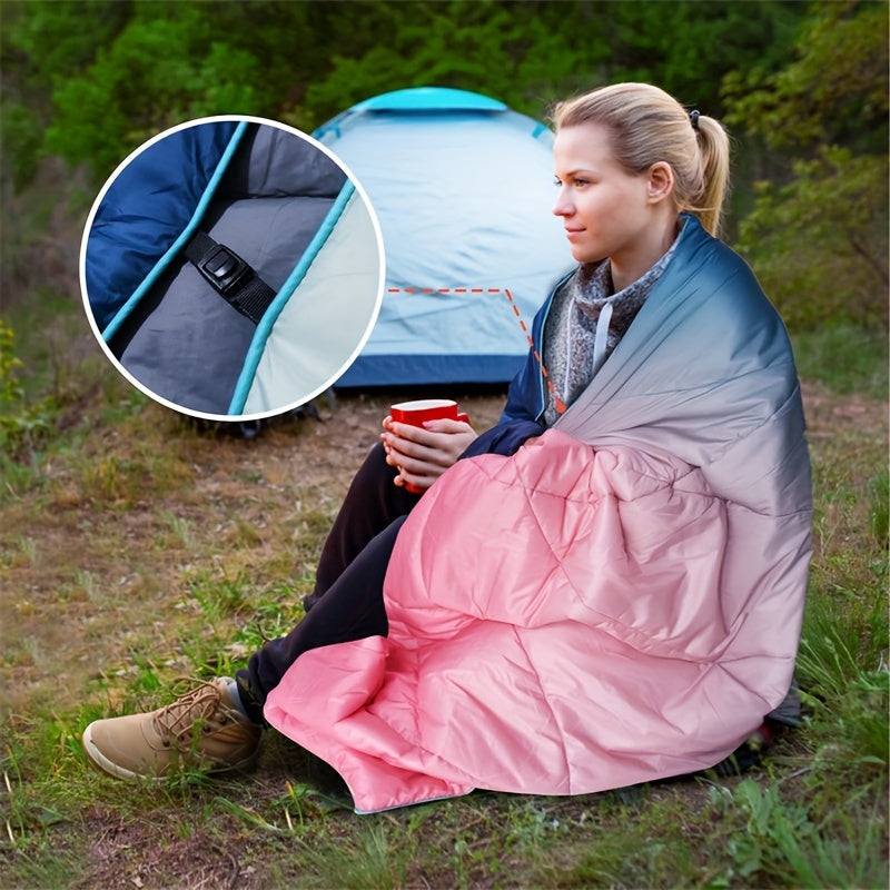 Fluffy Camping Blanket Gradient Picnic Mat Warm Blanket Outdoor Travel