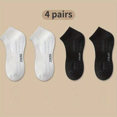 4 Pairs Men's Cotton Crew Socks Moisture Wicking Breathable Mesh