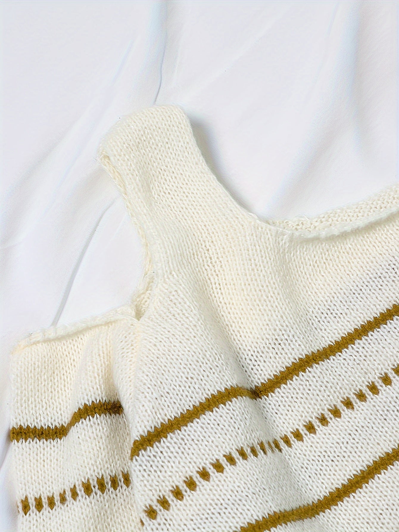  Stripe Print Cold Shoulder Jumper