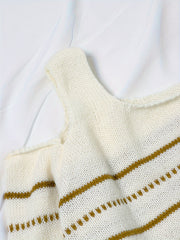  Stripe Print Cold Shoulder Jumper