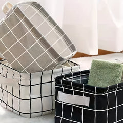 Large Capacity Foldable Plaid Storage Box