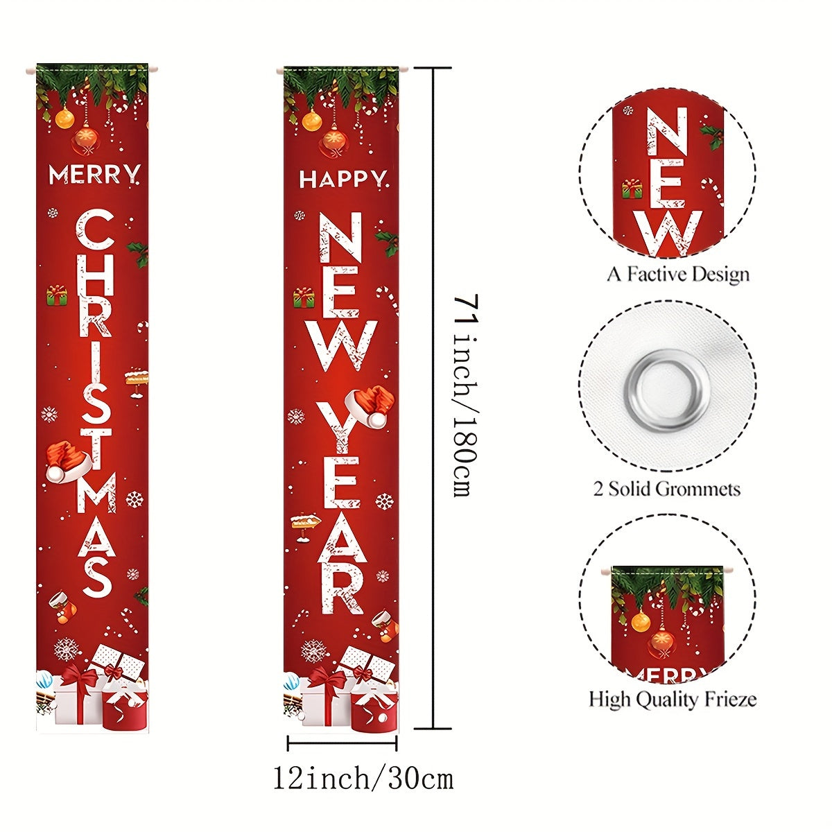 Christmas Door Banner Porch Decor 182x30cm
