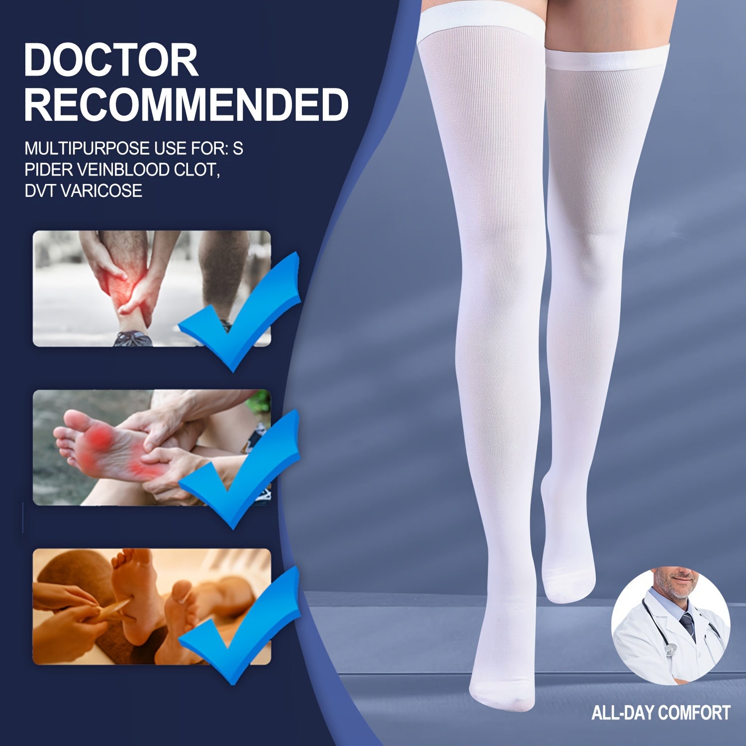 1 Pair Anti Embolism Stockings for Women Men 15 20 mmHg Compression Socks