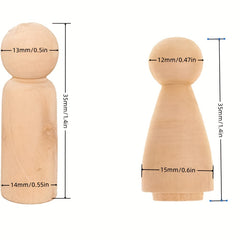 20pcs Unfinished Wooden Peg Dolls Angel DIY Natural Doll Bodies
