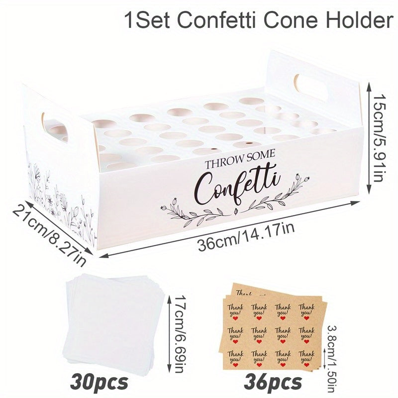 Rustic Wedding Paper Cone Holder Box Confetti Tray
