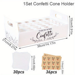 Rustic Wedding Paper Cone Holder Box Confetti Tray