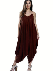 Boho Loose Solid Spaghetti Strap Jumpsuit Casual Sleeveless