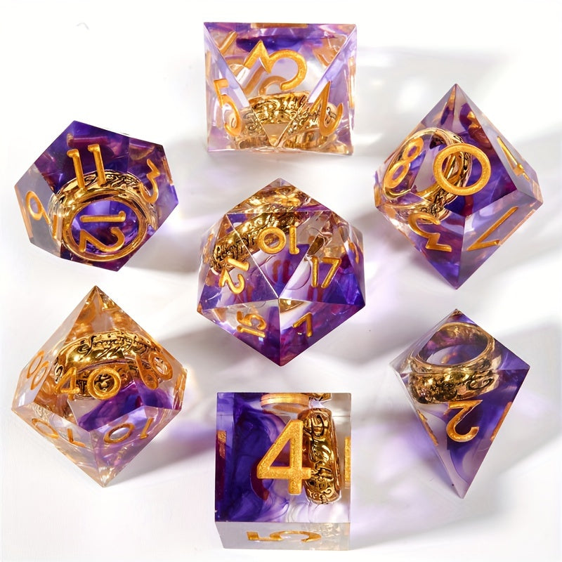 7pcs Sharp Edge Quicksand Eyeball Polyhedral Dice Set for Cosplay Games