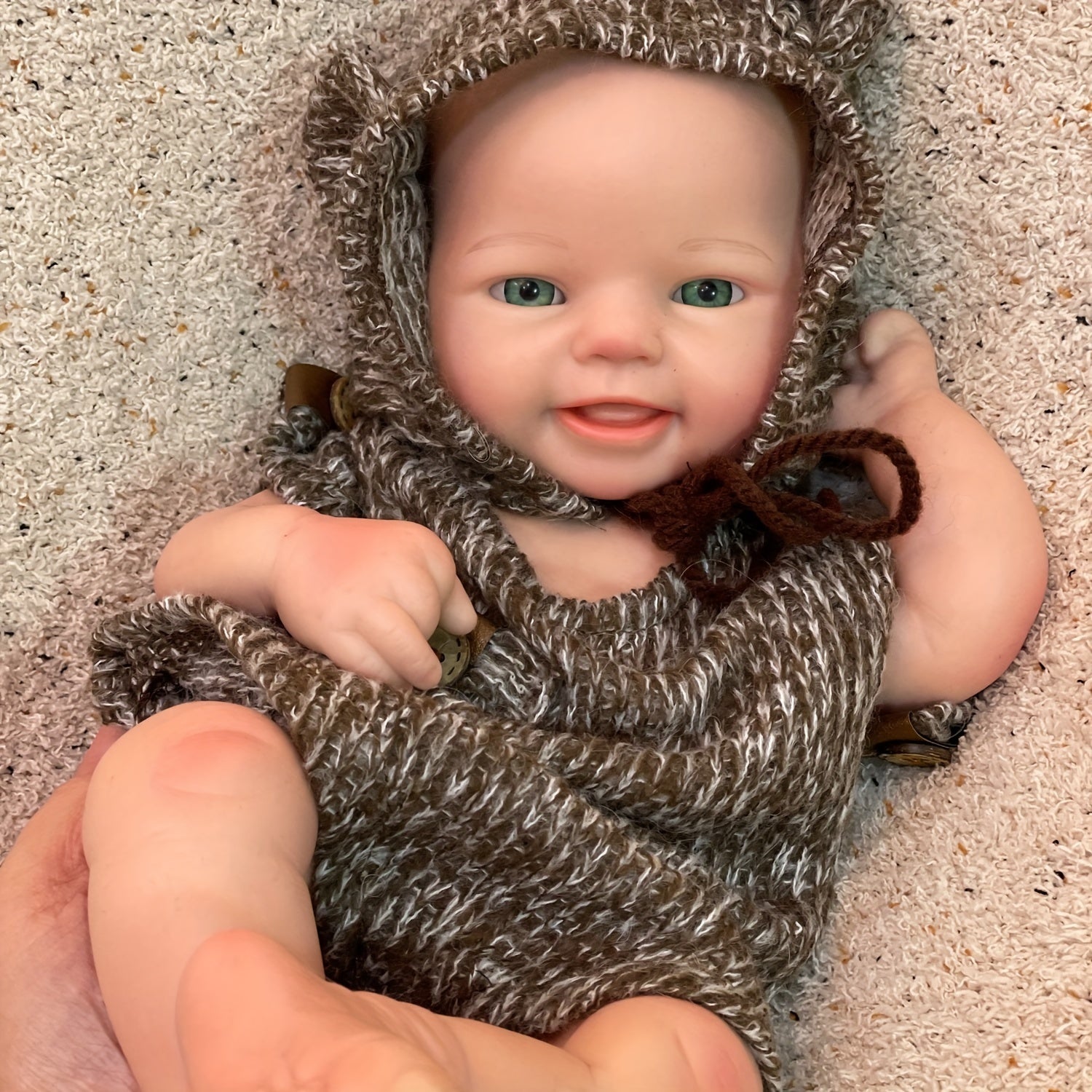 16" Lifelike Reborn Baby Boy Doll Platinum Silicone Light Beige Veins Open Eyes