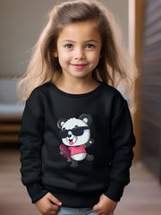 Girls Panda Pattern Crew Neck Sweatshirt For Spring Fall Christmas Gift