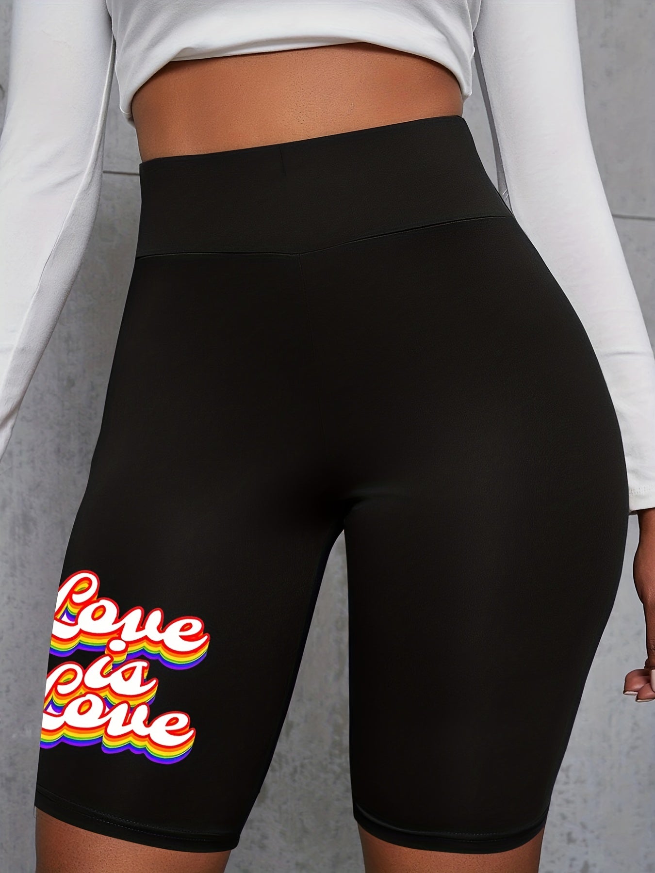  Women's Graphic Print High Rise Skinny Fitness Shorts