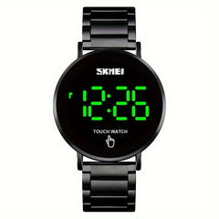 Sports Electronic Watch Stainless Steel Band Waterproof LED Light Up