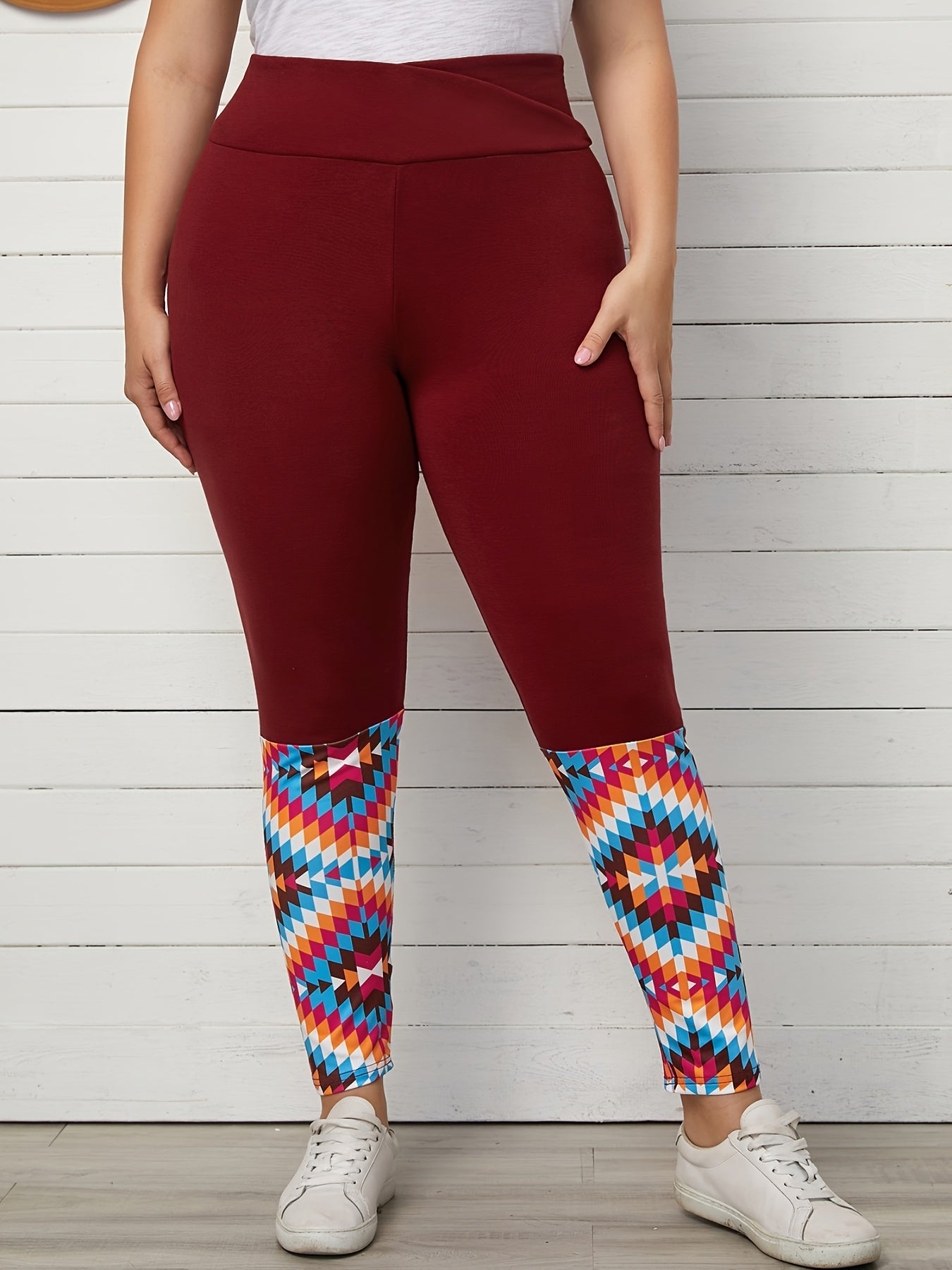  Geometric Print High Stretch Skinny Leggings