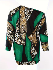  Colorblock Leopard Print Off Shoulder Dress