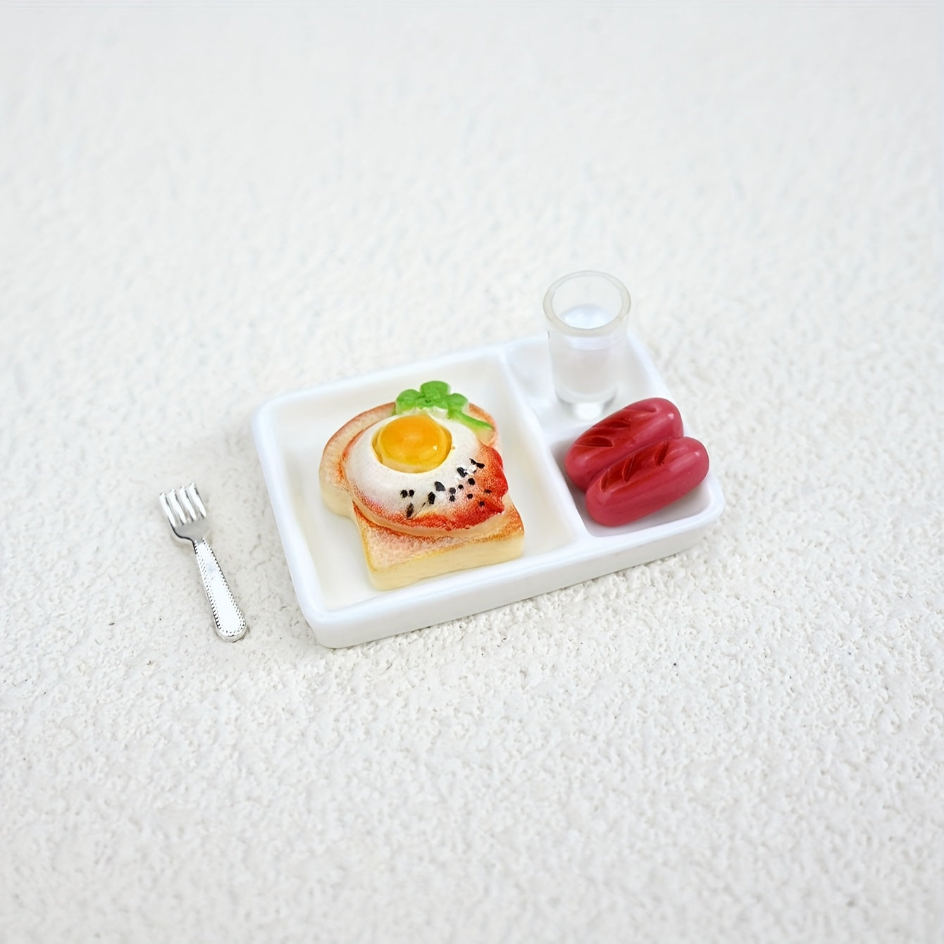 Dollhouse Breakfast Scene with Bread Pastries and Platter