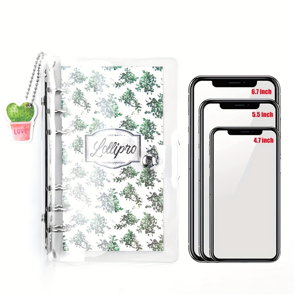 Clear PVC A6 Binder Cover 6 Ring Refillable Planner Journal with Key Chain