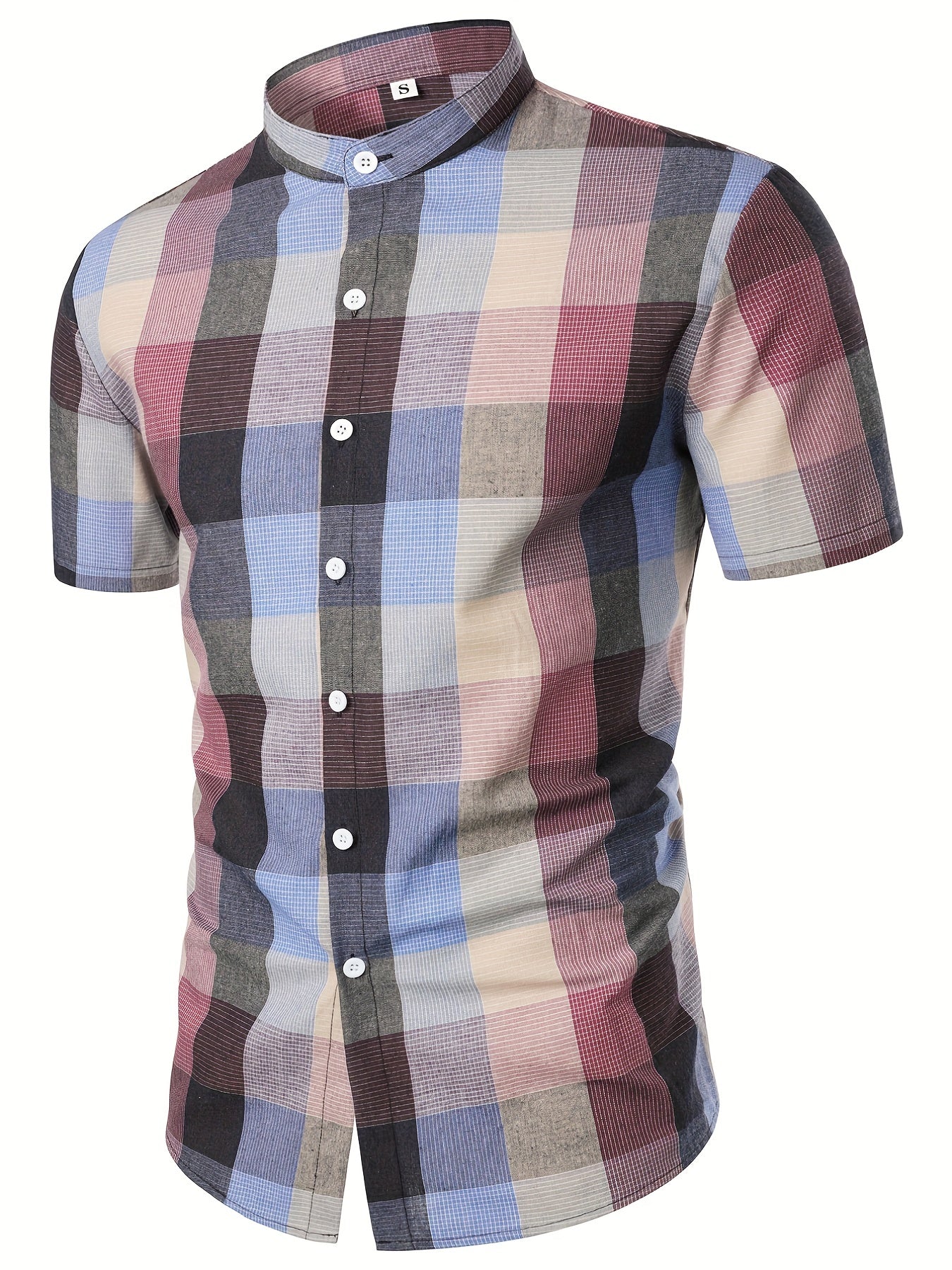 Plaid Print Men's Casual Short Sleeve Shirt
