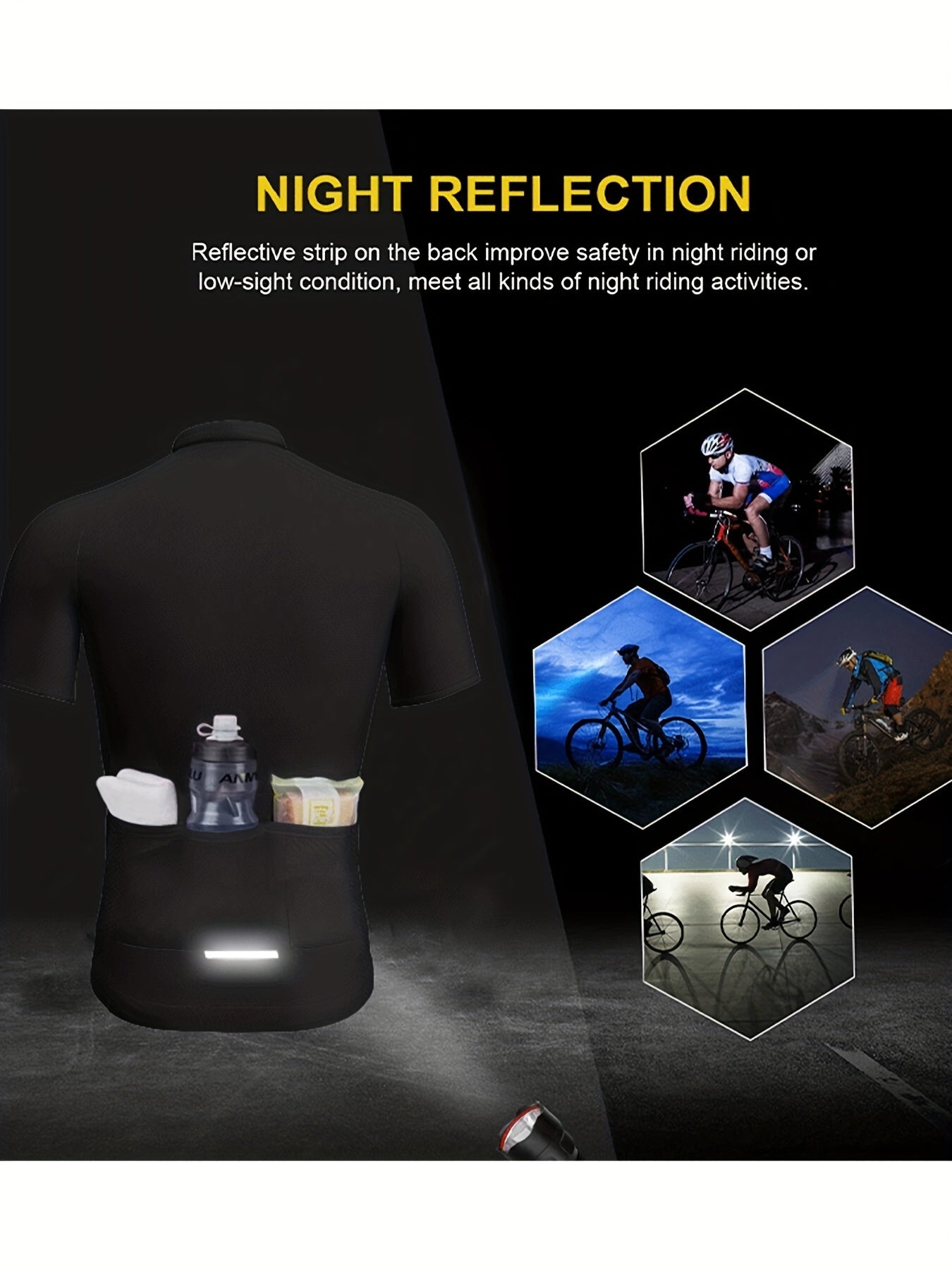 Men's Mountain Print Cycling Jersey Quick Dry Bike Shirt