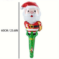 5pcs Christmas Balloons Handheld Stick Aluminum Film Party Decoration