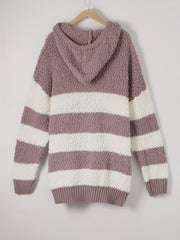  Colorblock Hooded Sweater Long Sleeve