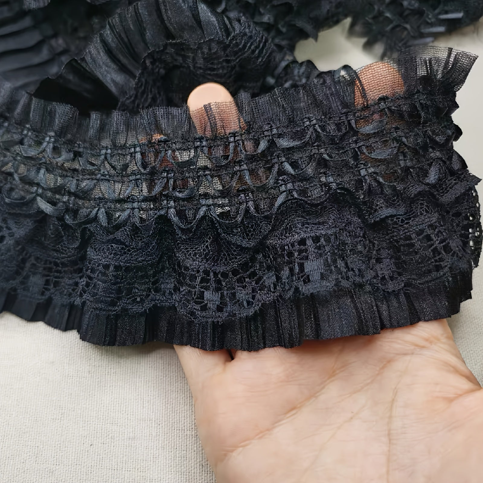 2 Yards Wide Stretch Lace Pleated Swing Curtain Babydoll Costume Fabric