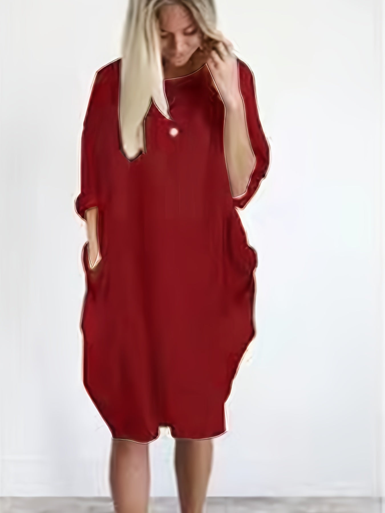  Casual Dress Women's Plain Short Sleeve Loose Dress