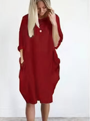  Casual Dress Women's Plain Short Sleeve Loose Dress