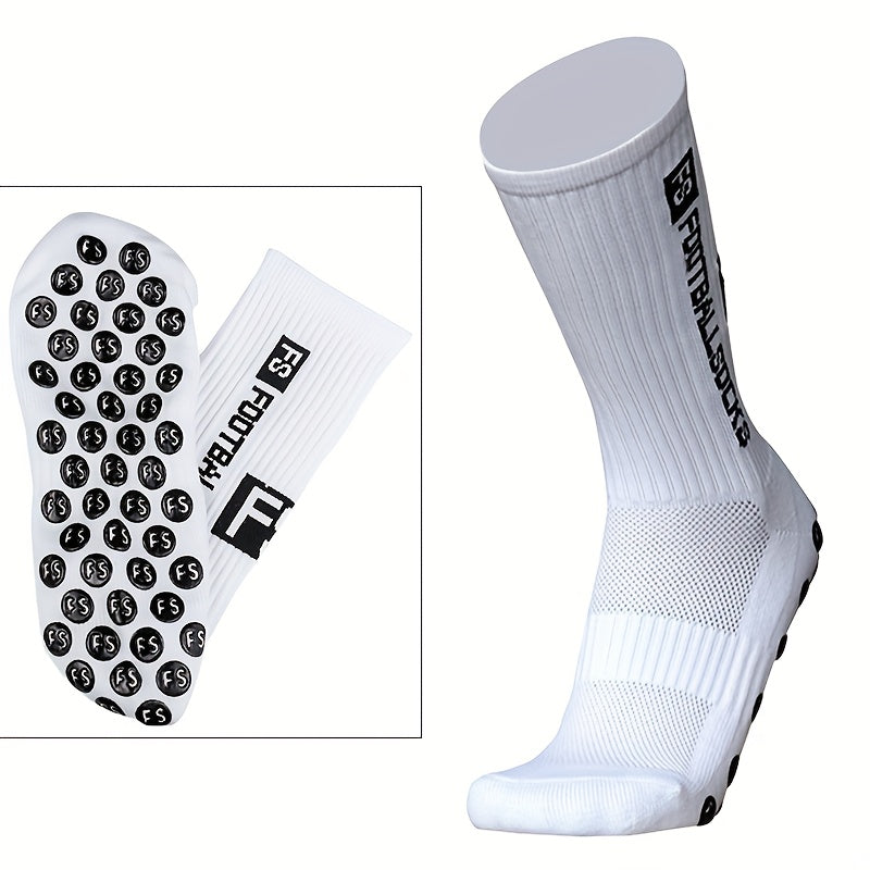 Anti Slip Mid Calf Athletic Socks Football Sweat Absorbing Breathable Socks