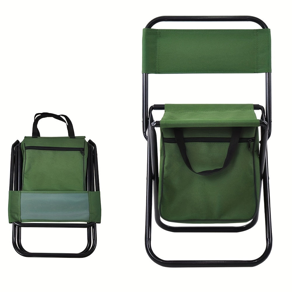 Foldable Fishing Chair With Cooler Bag Portable Backrest Stool
